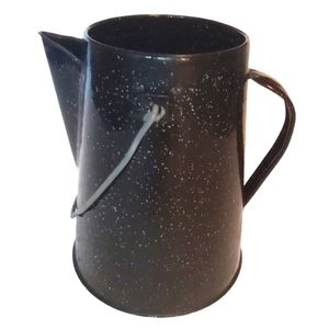 Vintage Enamel Black Speckled Campfire Coffee Pot Pitcher